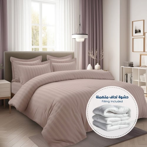 مفرش فندقي مفرد 5 قطعة - حشوة قابلة للنزع - رمادي...