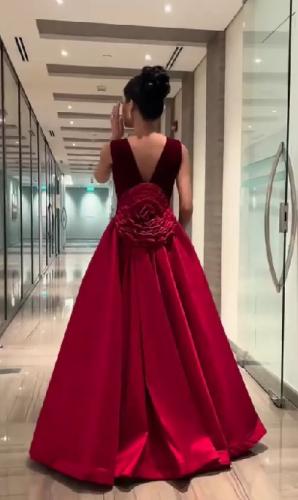 فستان سهره باربي احمر ذيل ميكادو من جوهره