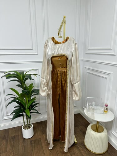 طقم تفته على بلسييه جاكت كرنكل تطريز على القماش بل...