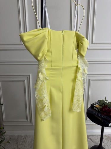 فستان اصفر بكلفه تفته و باربي راقي درجه اولى