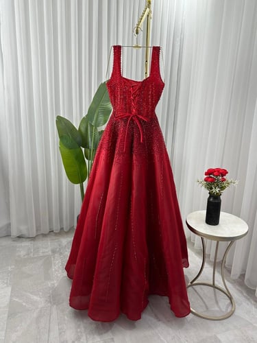 فستان سهره الالوان بنفسج و عودي القماش اورجنزاء تط...