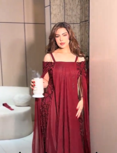 فستان سهره اللون عودي كرنكل.. شك سهره مبطن ا من متجر جوهره BS