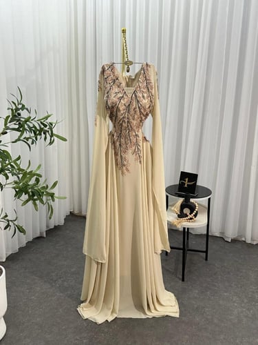 فستان سهره اللون اسود و بيج شيفون جورجيت من متجر ج...