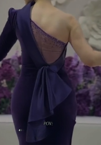 فستان سهره مخمل كوري ليلكي مع تفته من متجر جوهره Q...