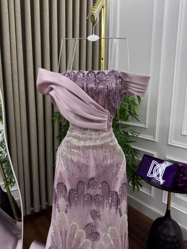 فستان سهره اللون موف و بني من متجر جوهره