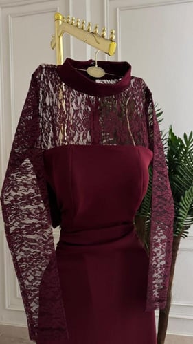 فستان سهره اللون عودي و اسود الخامه باربي مبطن دان...