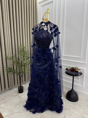 فستان سهره الالوان كحلي و اسود القماش تل اصلي درجه...