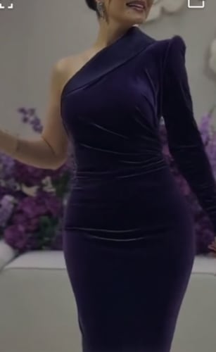 فستان سهره مخمل كوري ليلكي مع تفته من متجر جوهره Q...