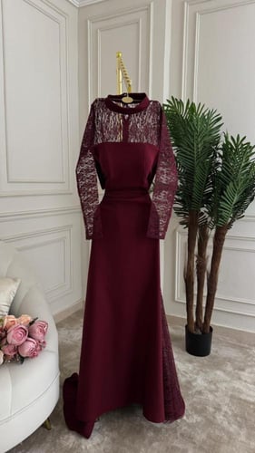 فستان سهره اللون عودي و اسود الخامه باربي مبطن دان...