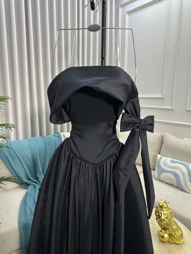 فستان سهره اللون اسود شانطون كوري درجه اولى من متج...