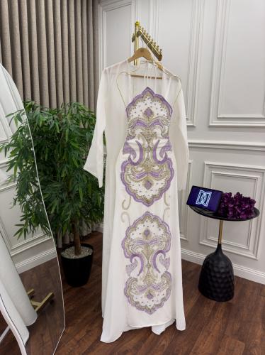 جلابيه ابيض قطعتين تطريز كمبيوتر من متجر جوهره