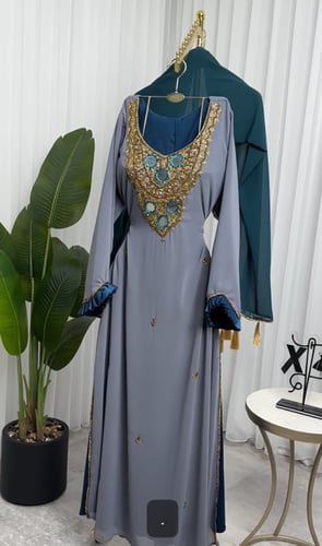 جلابيه نوع القماش الالوان بيج رمادي كموني شيفون جو...