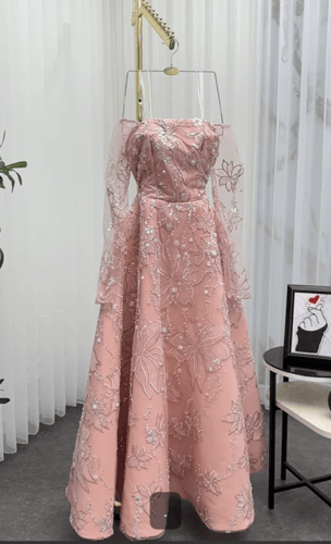 فستان فخم اللون زهري EF