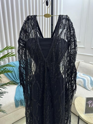 فستان سهره الالوان كحلي اسود ابيض بطانه كريب استرت...