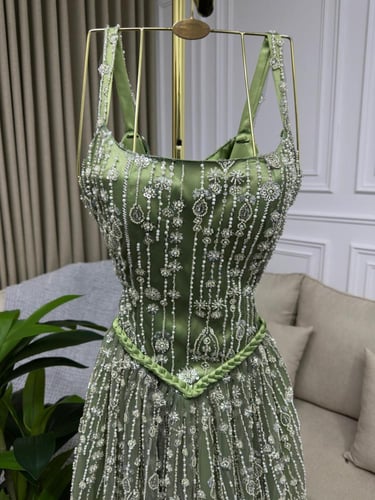 فستان سهره تفاحي اخضر من متجر جوهره AT MN D