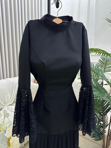 فستان سهره اللون اسود خامه باربي اصلي درجه اولى بأ...