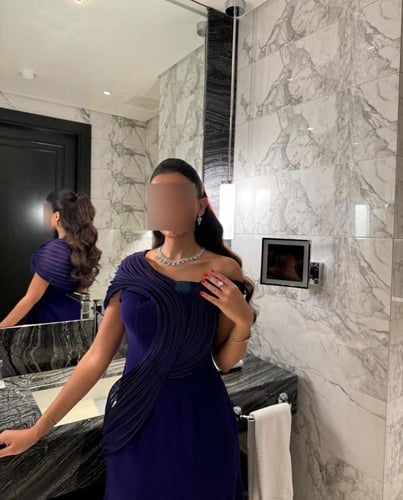 فستان سهره نيلي كريب صدريه جورجيت من متجر جوهره