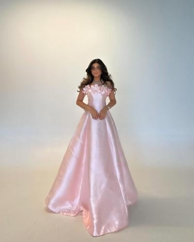 فستان سهره اللون وردي الخامه ميكادو JR