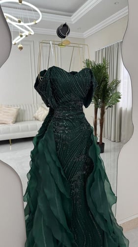 فستان سهره ملكي فخم سماوي و تيفاني خرز من متجر جوه...