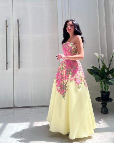 فستان سهرة الخام اورجنزاء كلفة جاهزه اصلي اللون لي...