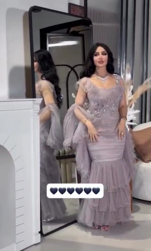 فستان سهره الخامه تفته مع تل ناعم تطريز يدوي MN