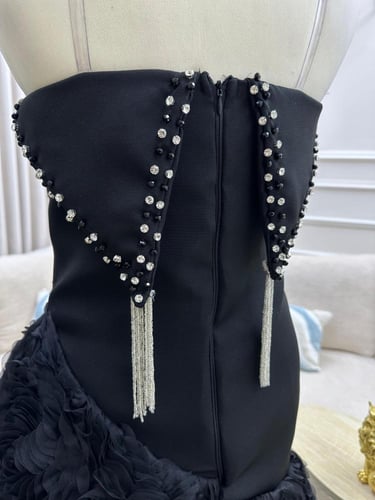 فستان سهره اللون اسود باربي اصلي درجه اولى بتطريز...