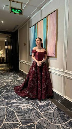 فستان سهره فخم عودي مورد من متجر جوهره