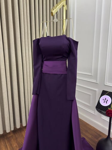 فستان سهر ه اللون بنفسج الخامه باربي ميكادو تطريز...