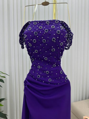 فستان سهره بنفسجي الخامه باربي راااقي الاصلي تطريز...