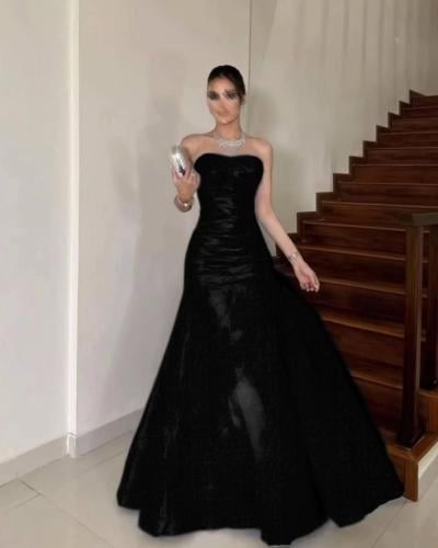 فستان سهره اللون اسود خامه شانطون