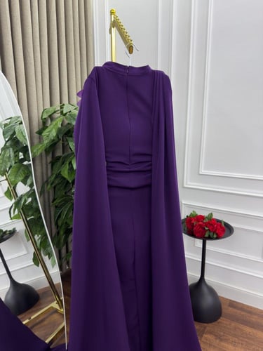 فستان سهره اللون موف على بنفسج خامه بارربي  وتطريز...