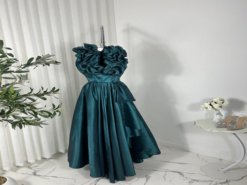 فستان سهره زيتوني زيتي و اتركواز خامه شانطون