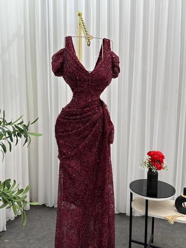 فستان سهره الالوان سماوي وبرغندي الخامه دانتيل مطر...