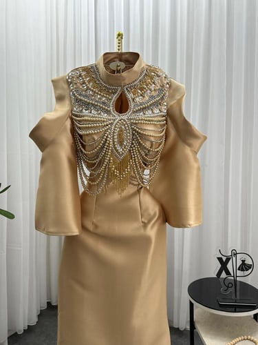 فستان سهره اللون ذهبي ميكادو من متجر جوهره X