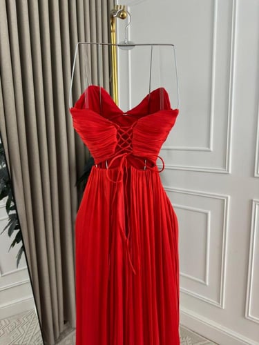 فستان سهره الخامه كرنكل اللون تيفاني احمر عنابي من...