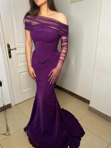 فستان سهره اللون ليلكي الخامه باربي الاصلي تل من م...