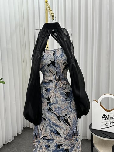 فستان سـهرة الخامة ترتر شك كامل مع جاكت جزار ناعم...