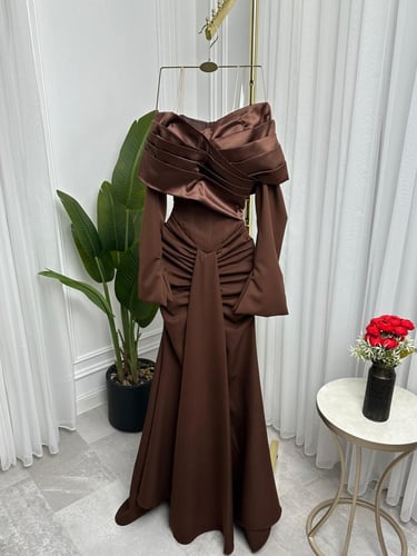 فستان بني ترابي QN