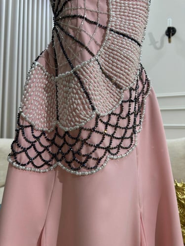 فستان سهره اللون وردي باربي جورجيت بتطريز من متجر...