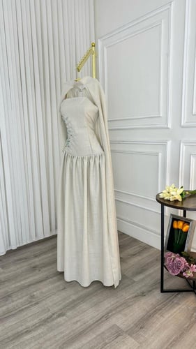 فستان بيج الخامه:لينن اصلي تطريز يدوي كرستال