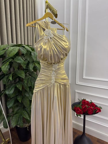 فستان سهره خامه طلص لمعه من متجر جوهره MN