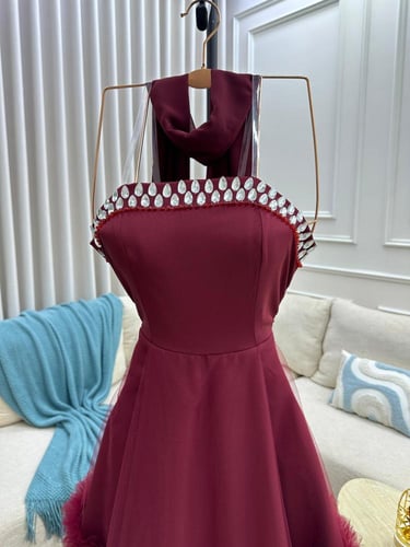 فستان سهره الالوان ليمون كحلي عودي قماش تل درجه او...