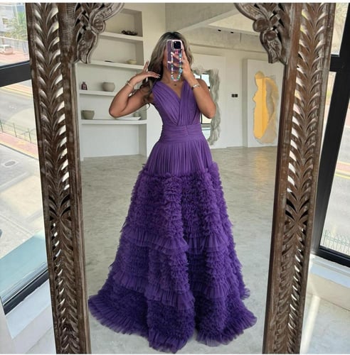 فستان سهره اللون بنفسج تل كراميش من متجر جوهره D