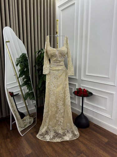 فستان سهره خامه تل علا دانتيل مطرزه بخرز من متجر ج...