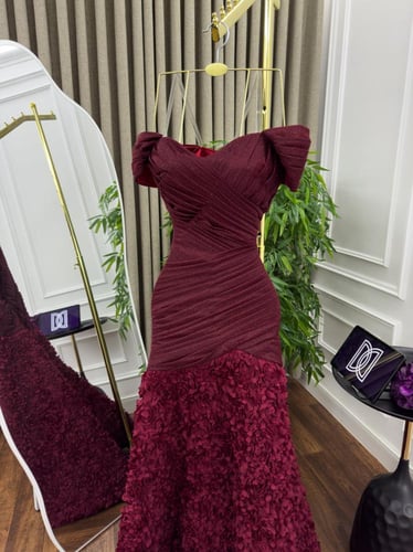 فستان سهره فخم عودي و لحمي من متجر جوهره D