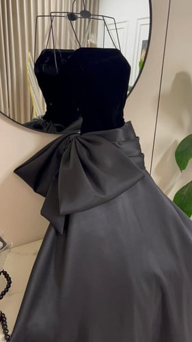 فستان سهره اللون اسود الخامه جوخ ميكادو دبل كلوش ج...