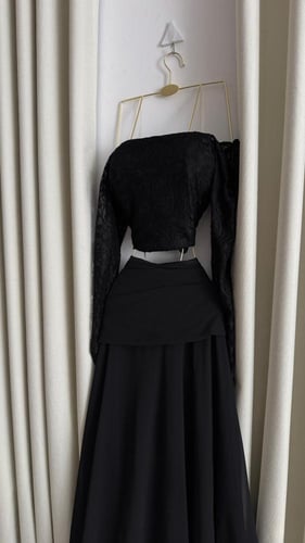 طقم سهره اللون اسود شيفون ودانتيل  من متجر جوهره M...