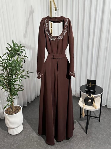 جمبسوت بني فخم خامه باربي و ترتر مطرز يدوي