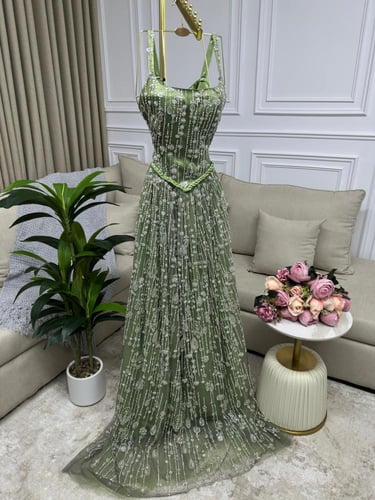 فستان سهره تفاحي اخضر من متجر جوهره AT MN D