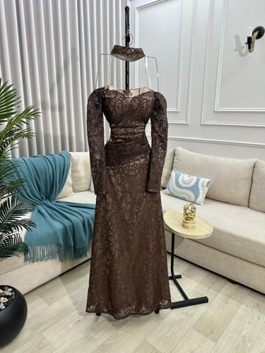 فستان سهره اللون بني قماش سهره من متجر جوهره DN